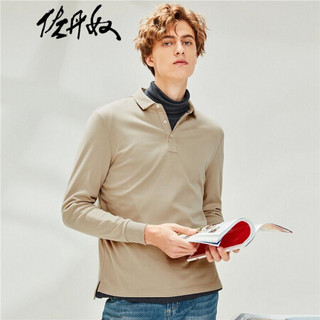 佐丹奴（Giordano） POLO衫 秋季打底翻领上衣男装 Polo厚实纯色棉质长袖POLO01010779 17卡其 大码