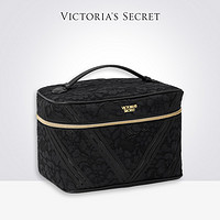 维多利亚的秘密黑色蕾丝化妆包2件套手提便携旅行收纳