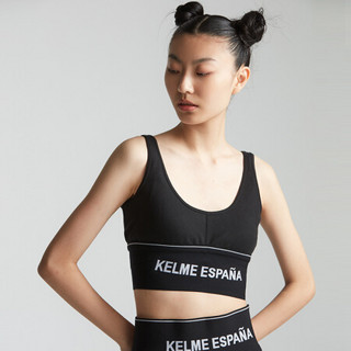 KELME/卡尔美 2020秋冬新款字母美背文胸内衣女健身瑜伽外穿bra潮 NY60302005 黑色 M