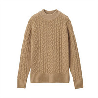 MUJI 無印良品 女士圆领毛衣 W9AA874 驼色 M