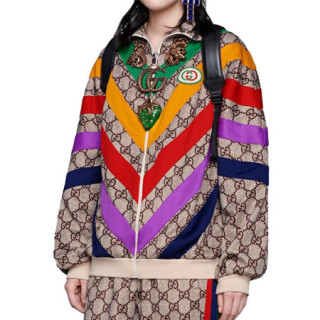 商品gucci古奇女士外套全面标志性图案印花彩色条纹修饰简约百搭 xxl