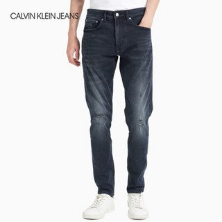 CK JEANS 2020秋冬新款 男装破洞时髦楔形牛仔裤CKJ055 J316857 1BJ-黑色 32