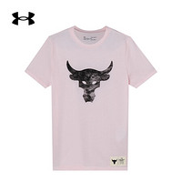 安德玛官方UA Project Rock强森男童运动短袖T恤Under Armour1357552 粉红色643 童XL