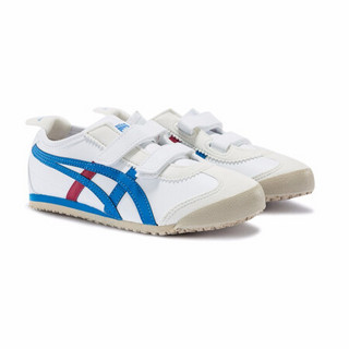 Onitsuka Tiger鬼塚虎休闲鞋中童鞋男女经典小白鞋搭扣MEXICO 66 白色/蓝色 28.5