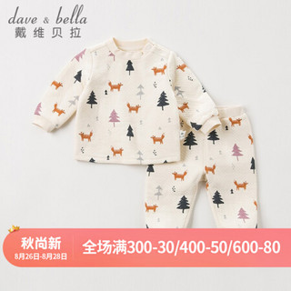 davebella戴维贝拉秋冬季款男女童内衣套装 宝宝家居服两件套 狐狸印花 100cm(4Y（建议身高95-105cm）)