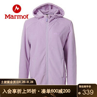 Marmot/土拨鼠20春夏新款柔软保暖休闲开衫带帽抓绒衣女户外 淡薰衣草紫7316 S 欧码偏大