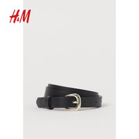 HM 配饰2020夏装新款金属扣环仿皮带黑色细腰带 0893429