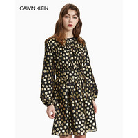 CK CALVIN KLEIN 2020春夏新款女装 金丝波点连身裙 W54726T256 010-金丝波点款 38