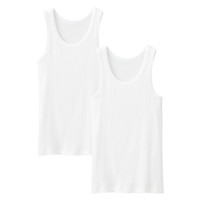 无印良品 無印良品 MUJI 男式 无侧缝粗罗纹编织 背心 两件装 打底 白色 M