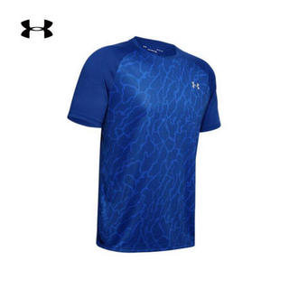 安德玛官方UA Tech男子印花运动短袖T恤Under Armour1353185 深蓝色449 3XL