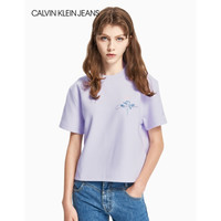 CK JEANS 2020秋冬款女装 时尚玫瑰印花圆领短袖T恤 J214199 VGH-淡紫色 M