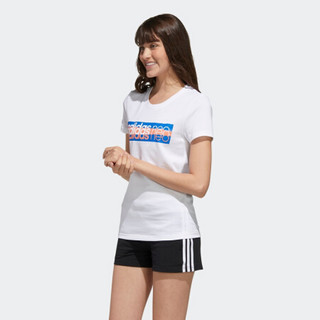 阿迪达斯官网 adidas neo 女装运动短袖T恤FP7366 白/白 A/XL(170/96A)