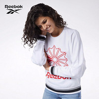 Reebok锐步 运动经典CL FT BIG LOGO CREW女子长袖套头衫EB5131 EB5131_白色 A/S