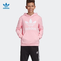 阿迪达斯 adidas官方  三叶草 TREFOIL HOODIE 大童卫衣DV2877 浅粉/白 158CM