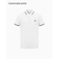 CK JEANS 2020秋冬款 男装时尚翻领Polo衫短袖T恤 J315749 YAF-白色 XL