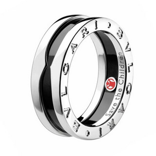 BVLGARI宝格丽女士饰品戒指镶嵌黑色陶瓷银戒时尚优雅 50
