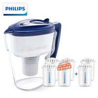 飞利浦（PHILIPS）净水壶 家用滤水壶 厨房自来水过滤净水器 WP2807 一壶六芯套装（含附件）