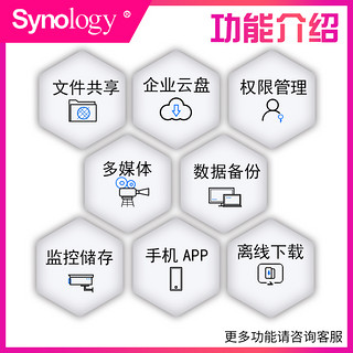 Synology群晖DS220J家用nas网络存储DS218J升级个人云存储服务器网络硬盘盒共享群辉