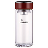 希诺(HEENOOR)玻璃杯子双层女士泡茶杯便携车载时尚水杯XN-9330红色 200ml