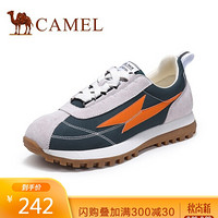 骆驼（CAMEL）女鞋 青春炫酷小闪电撞色拼接鞋面车缝线阿甘鞋 A03503657 绿/灰/橙 38