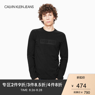 CK JEANS  男士Logo时尚圆领长袖T恤 J313410 099-黑色 M