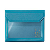 KING JIM 锦宫 FLATTY系列 5356 透明磁扣文具袋 水蓝色 单个装