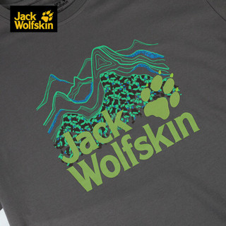 Jack Wolfskin/狼爪官方T恤男夏款户外休闲舒适印花圆领短袖C500076 C500076-6011/深灰色/亚码 S