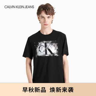 CK JEANS 2020秋冬新款 男装街头颓酷系列LOGO短袖T恤 J316404 BEH-黑色 M