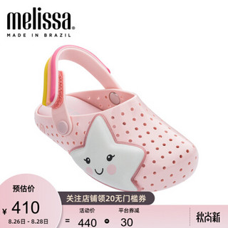 mini melissa梅丽莎2020春夏新品镂空鞋面沙滩鞋型凉鞋32767 粉色/白色 10