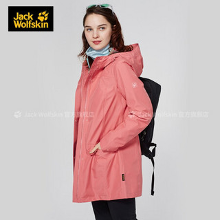 Jack Wolfskin/狼爪官方女装冲锋衣秋冬新品户外休闲防水防风透气中长款外套1111241 1111241-2131/玫瑰红 XS 160/84A