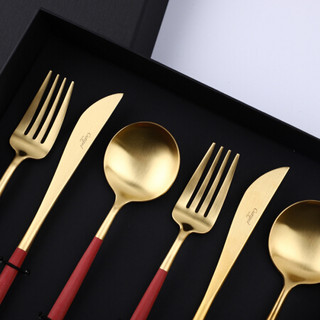 Cutipol葡萄牙餐具GOA红金色系列西餐刀叉勺三件套 筷子四件套18-10不锈钢  结婚送礼套装 茶勺