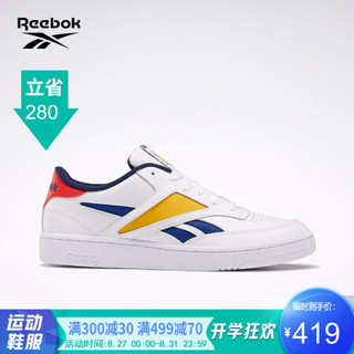 Reebok锐步 运动经典CLUB C REVENGE MARK男女低帮休闲鞋EF7863 EF7863_白色/藏青蓝色/黄色 44.5