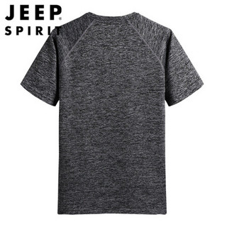 吉普 JEEP 短袖T恤速干衣男2020夏季薄款圆领纯色运动短袖T恤上衣 TX21720198 浅灰 XL
