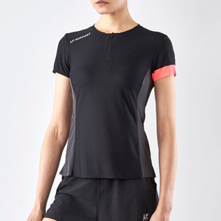 LP 女子运动反光T恤 健身跑步修身短袖 透气干爽舒适 LTF2301O 黑色 XL