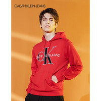 CK JEANS 2020春夏款 男装Logo休闲连帽卫衣 J314461 XAT-红色 XL