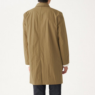 无印良品 MUJI 男式 不易沾水 立领大衣 外套 深米色 XL