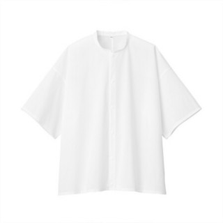 MUJI 无印良品 女士立领短袖衬衫 BCF07A0S 白色 M-L