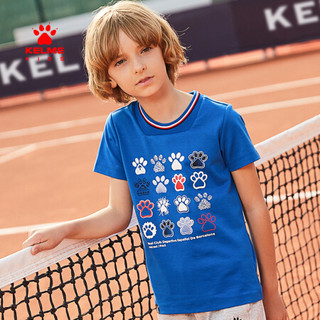 KELME KIDS美男童短袖T恤童装新经典洋气棉质圆领儿童短T恤 红色 110cm