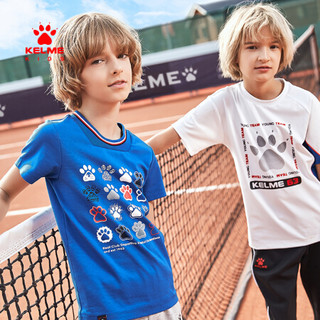 KELME KIDS美男童短袖T恤童装新经典洋气棉质圆领儿童短T恤 红色 110cm