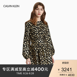 CK CALVIN KLEIN 2020春夏新款女装 金丝波点连身裙 W54726T256 010-金丝波点款 40