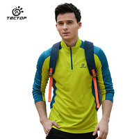探拓 （TECTOP）速干衣 男女运动户外跑步骑行长袖T恤  透气耐磨上衣TS7585 男款黄果绿 XL