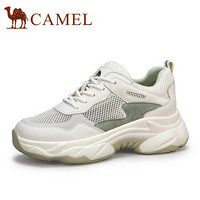 骆驼（CAMEL） 女士 甜美百搭鞋面拼接车缝线厚底老爹鞋 A015256116 米/牛油果绿 40