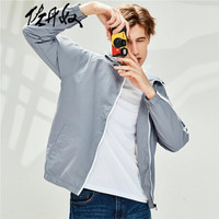 佐丹奴(Giordano) 风衣 佐丹奴(Giordano)男装 撞色边插肩袖连帽运动风衣01070099 11银丝灰 加大码