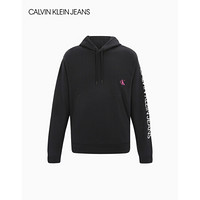 CK JEANS 2020秋冬新款 男装纯棉简约LOGO连帽卫衣 J316511 BEH-时尚黑 XL