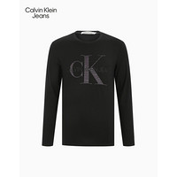 CK JEANS 2020秋冬新款 男装时尚斑纹刺绣LOGO长袖T恤 J316424 BEH-黑色 XL