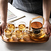 竹木本记 耐热玻璃茶壶茶具套装家用红茶泡茶壶冲茶器玻璃过滤花茶壶带木托 茶具6件套