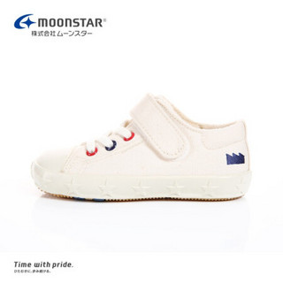 Moonstar月星 日本制获奖鞋简约舒适帆布鞋男童女童运动鞋童鞋 米白色 内长16.5cm