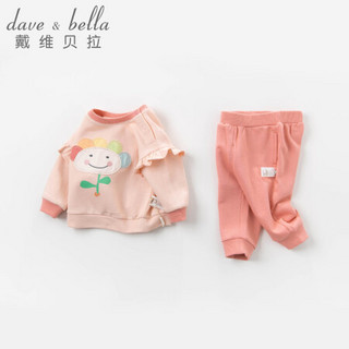 davebella戴维贝拉秋装新品婴儿衣服女童套装 宝宝卡通长袖两件套 橘色 80cm（建议身高73-80cm）