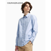 CK JEANS 2020春夏款男装时尚刺绣LOGO翻领长袖衬衫 J314532 CDN-淡蓝色 S