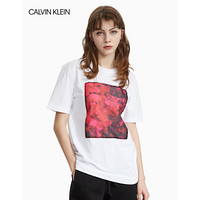 CALVIN KLEIN/CK 2020春夏款女装 纯棉针织短袖T恤W76138108C 100-白色 M